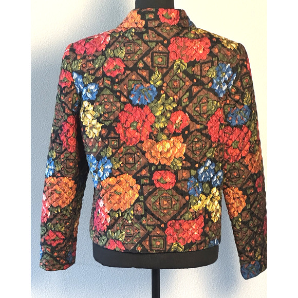 Maggie London Women’s Maggie London Quilted Crop Jacket Size 10 Silk Jacket - Picture 15 of 16